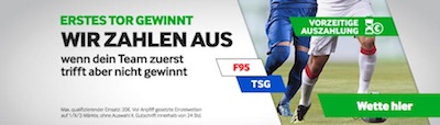 Betway zahlt bei richtigem 1. Tor zwischen Düsseldorf und Hoffenheim aus