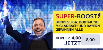 Sky Bet Super Boost Dortmund Gladbach Bayern gewinnen verbesserte Quote wetten