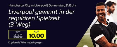 Quote 10.0 auf Liverpool schlägt ManCity bei William Hill