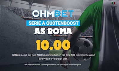 Ohmbet Quotenboost zum 37. Spieltag der Serie A auf die Partie FC Torino gegen AS Roma