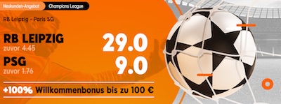888sport Quotenboost zu RB Leipzig gegen PSG