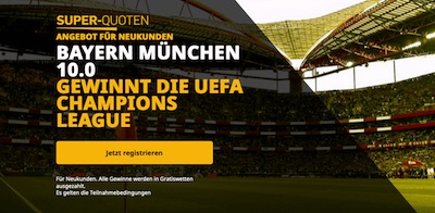 Super Quote auf Bayern gewinnt die CL bei Betfair