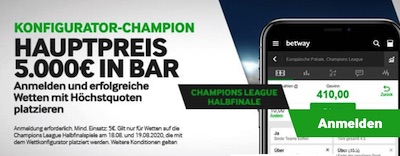 Betway Rangliste DeineWette Konfigurator CL Halbfinale