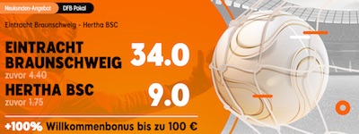 888sport Quotenboost auf Braunschweig - Hertha, Rostock - Stuttgart, Mannheim - Freiburg