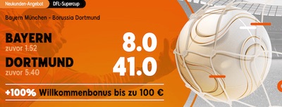 Quote 41.0 auf Dortmund im DFL Superpokal (888sport)