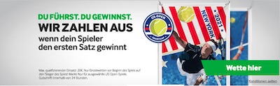 Der erste Satz gewinnt bei Betway und bei den US Open