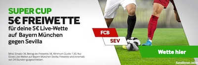 Betway belohnt UEFA Superpokal Wette mit 5 Euro