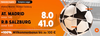 888sport enhanced odds auf die CL-Partie Atletico Madrid vs. RB Salzburg