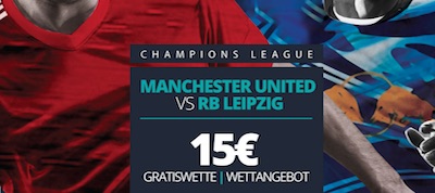 Novibet bietet eine 15 Euro Freiwette zu ManUnited vs. RB Leipzig