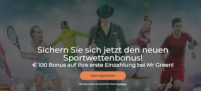 Mr Green 100% bis zu 100€ Neukundenbonus