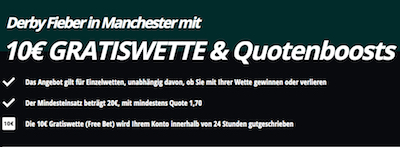 Derby Manchester Gratiswette 10 Euro