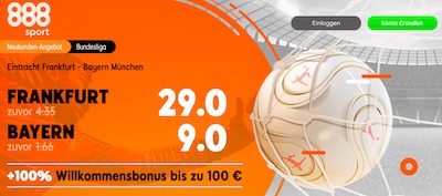 888sport Quotenboost zu Eintracht Frankfurt - Bayern München