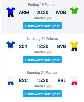 3 Gratiswetten zum 22. Spieltag bei MyBet