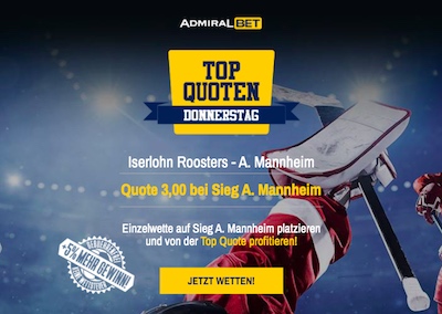 Top Quoten Donnerstag DEL Mannheim ADMIRALbet