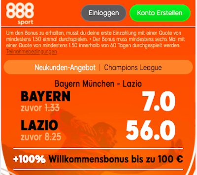 FCB vs Lazio 888sport Neukunden Boost