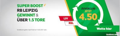 Betway Super Boost zu Liverpool Leipzig