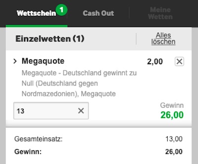 Megaquote von Betway zu Deutschland - Nordmazedonien