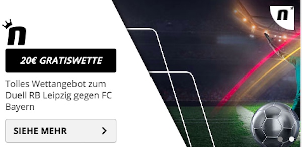 RB gegen Bayern Novibet 20 Euro