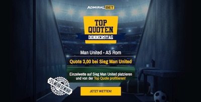 Admiralbet Top Quote Man United besiegt AS Roma wetten