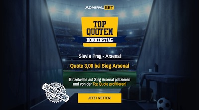 Admiralbet Slavia Prag Arsenal London gewinnt Top Quote wetten