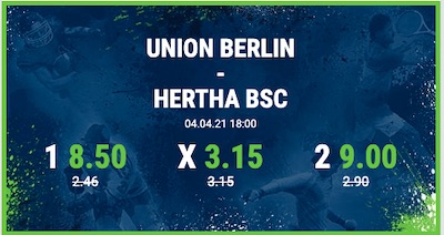 Bet at home mit erhöhten Quoten zu Union - Hertha