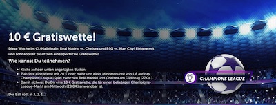 ComeOn Freiwette Champions League Real Chelsea wetten