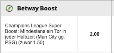 Betway Boost für das CL-Halbfinale