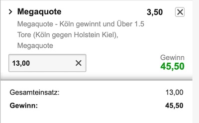 Betway Super Boost Quote 1 FC Köln Holstein Kiel Relegation wetten
