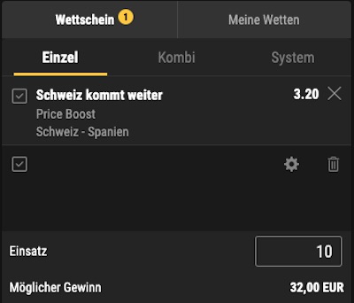 Quote 3.20 auf Schweiz kommt weiter bei Bwin