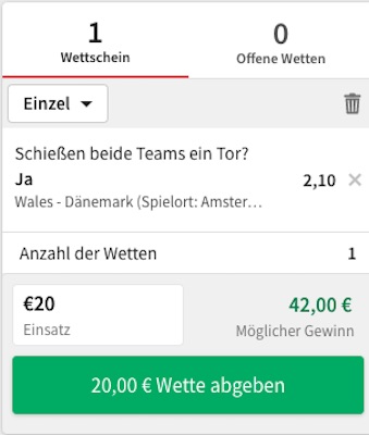 Unser Tipico Wett Tipp zu Wales Dänemark