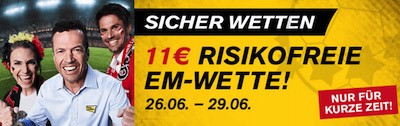 11€ risikofrei zum EM-Achtelfinale bei Interwetten