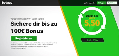 Betway Super Boost Quote Fortuna Düsseldorf Werder Bremen wetten
