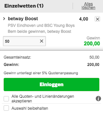 PSV Young Boys Betway