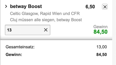 Betway Rapid Wien Sparta Prag erhöhte Quote wetten