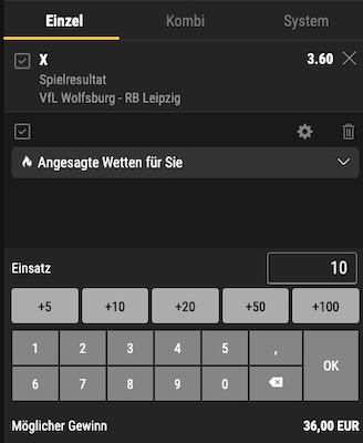 Bwin Wett Tipp zu Wolfsburg vs. Leipzig