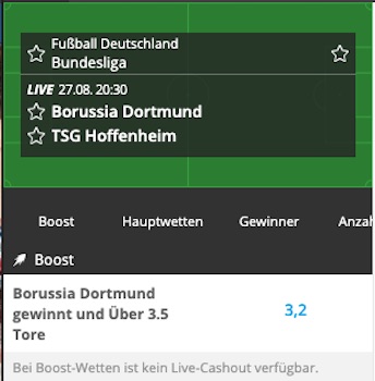Mit gesteigerten NEO.bet Quoten auf Dortmund Hoffenheim wetten!
