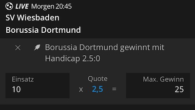 Neobet Wiesbaden Dortmund Wetten verbesserte Quote Pokalduell