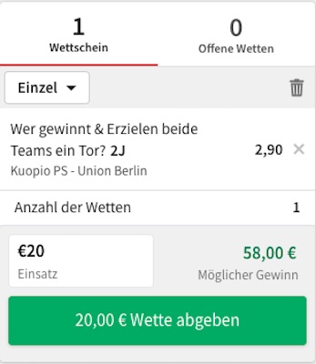 Tipico Wett Tipp Kups Union Berlin