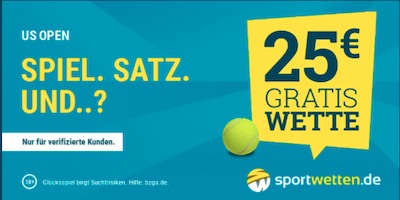 Sicher dir eine 25€ Freiwette zu den US Open bei sportwetten.de