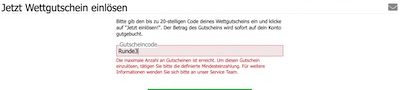 Screenshot, wenn ein Interwetten Gutscheincode nicht angenommen wird