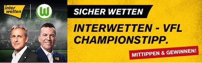 Interwetten VfL Championstipp gratis Wettguthaben Preise gewinnen