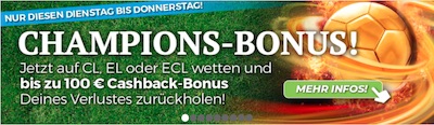 Bis zu 100€ Cashback bei der Hpybet CL Aktion!