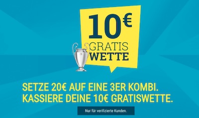 10€ gratis Guthaben mit der Sportwetten.de Königskombi