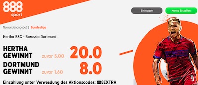 888sport verbessert Quoten zum Buli Duell Hertha vs. Dortmund