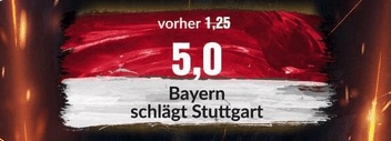 Quote 5.00 statt 1.25 auf Bayern besiegt den VfB Stuttgart (Bildbet)