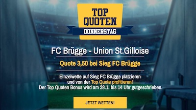 Quote 3.50 auf Brügge beim Admiralbet Top Quoten Donnerstag!