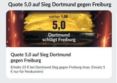 Quote 5.0 auf Dortmund, nur bei Bildbet!