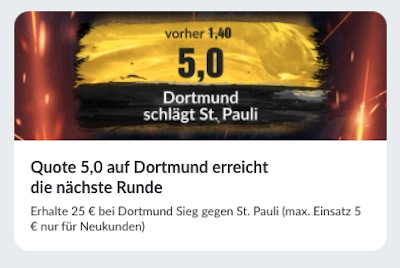 Quote 5. auf Dortmund kommt weiter bei Bildbet