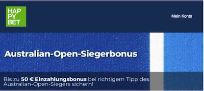 Happybet: Sieger Tipp bei den Australian Open 2022 wird belohnt