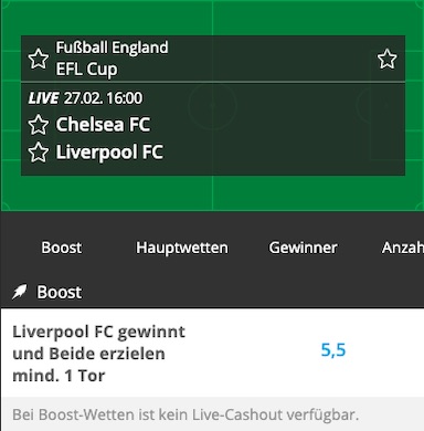 Neo.bet Boost zum Carabao Cup Endspiel